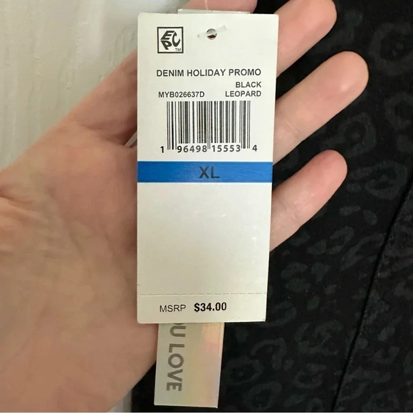 Tinseltown Juniors Black Leopard Print Denim Jean Mini Skirt Size X-Large - Picture 10 of 10